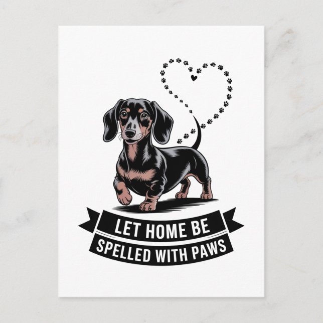 Postal Festiva Dachshund Let Home Be Spelled With Paws (Anverso)