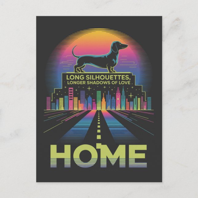Postal Festiva Dachshund Long Silhouettes, Longer Shadows Of Love (Anverso)