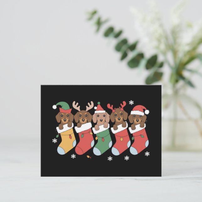 Postal Festiva Dachshund Mamá Navidades Perro Lover Regalo Año Nu (Anverso de pie)