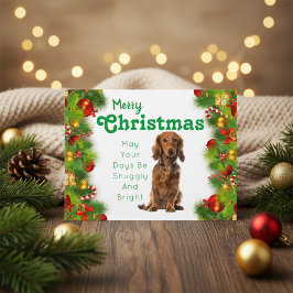 Postal Festiva Dachshund Merry Christmas Holiday Card