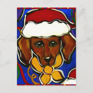 Postal Festiva Dachshund Navideño Adorable