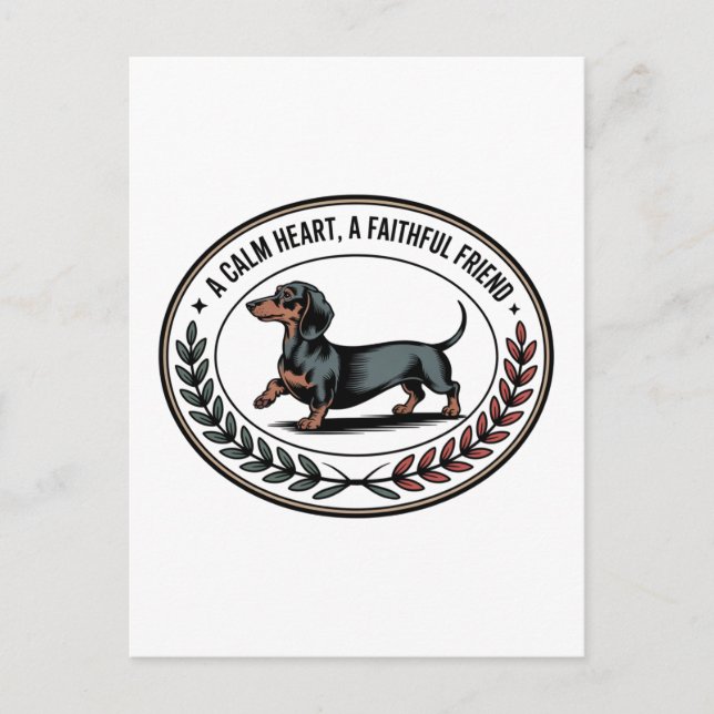 Postal Festiva Dachshund Un Corazón Tranquilo, Un Amigo Fiel (Anverso)