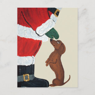 Postal Festiva Dachshund y Santa
