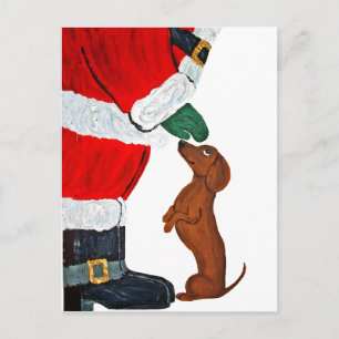 Postal Festiva Dachshund y Santa