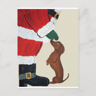 Postal Festiva Dachshund y Santa