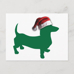 Postal Festiva Dachshunds con Gorras Navidades