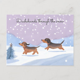 Postal Festiva Dachshunds cutáneos salvan perros en Navidades de