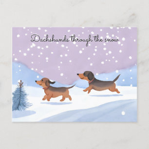 Postal Festiva Dachshunds cutáneos salvan perros en Navidades de 