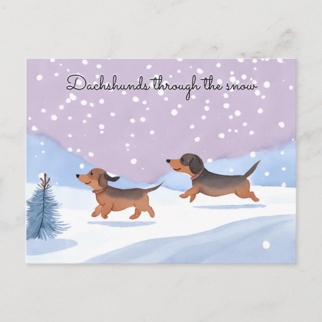 Postal Festiva Dachshunds cutáneos salvan perros en Navidades de  (Anverso)