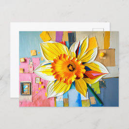 Postal Festiva Daffodil radiante en estilo abstracto moderno