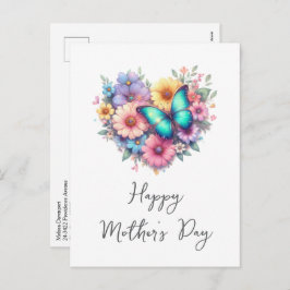 Postal Festiva Daisy Flowers with a Blue Butterfly Mother's Day