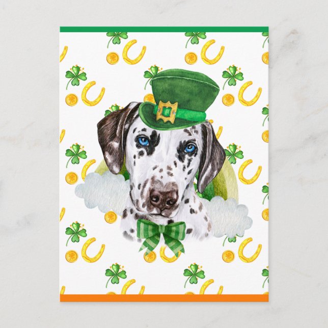 Postal Festiva Dalmatian Dog Shamrock St Patricks Day (Anverso)