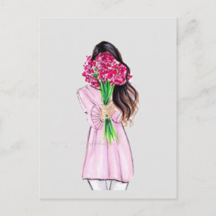 Postal Festiva dama de las flores