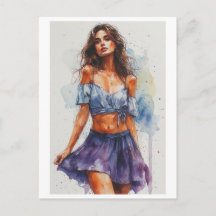 Dama Hermosa y Colorida en Falda en una