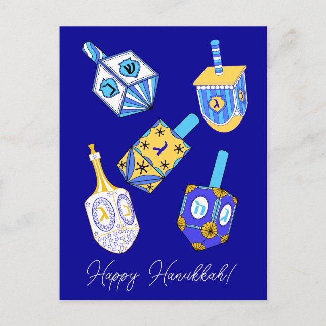 Postal Festiva Dancing Dreidels Hanukkah (Anverso)