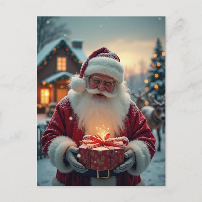 Postal Festiva Dando regalos a los Navidades (Anverso)
