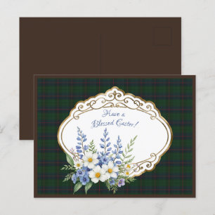 Postal Festiva Davidson Modern Scottish Tartan Easter Floral