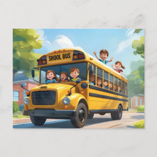 Postal Festiva De vuelta a los niños de los autobuses escolares