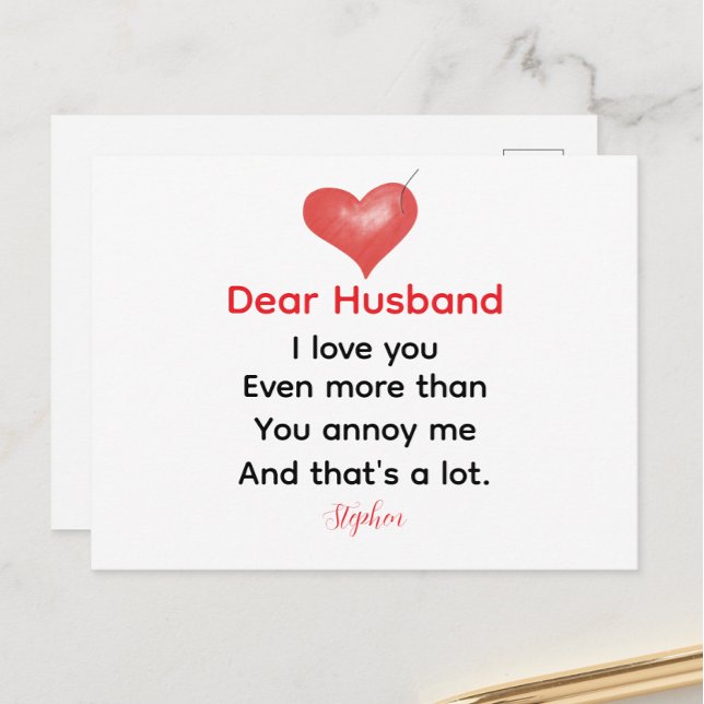 Postal Festiva Dear Husband personalized love message valentines  (Subido por el creador)