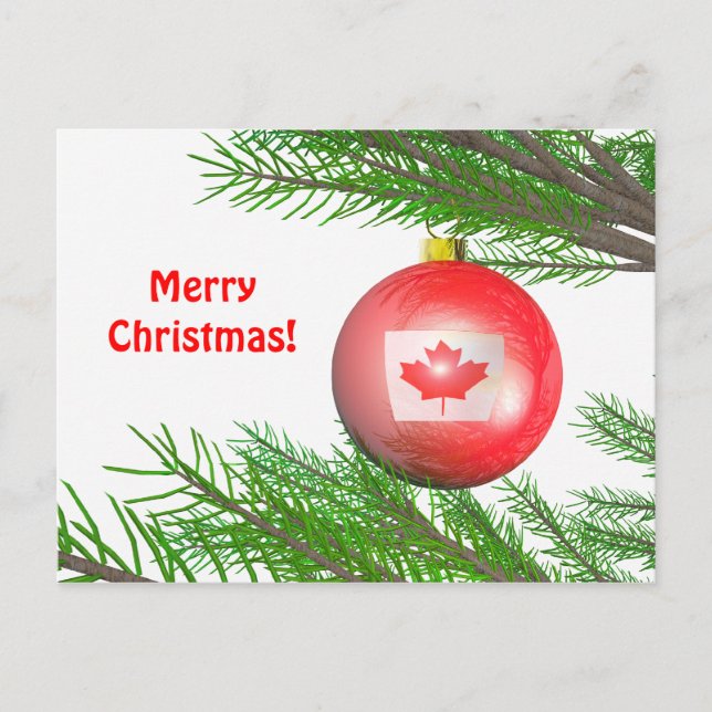 Postal Festiva Decoración de árboles navideños canadienses (Anverso)