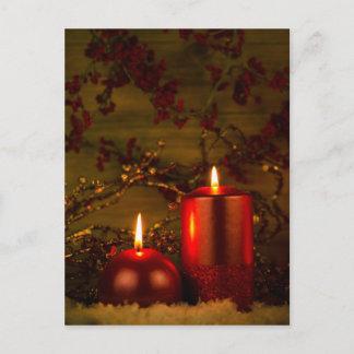 Postal Festiva Decoración de dos Navidades con velas