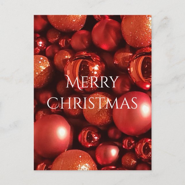 Postal Festiva Decoración de los navidades en tonos rojos (Anverso)