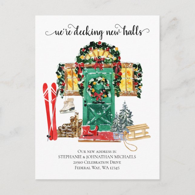 Postal Festiva Decoración de nuevos salones de vacaciones Invitac (Anverso)