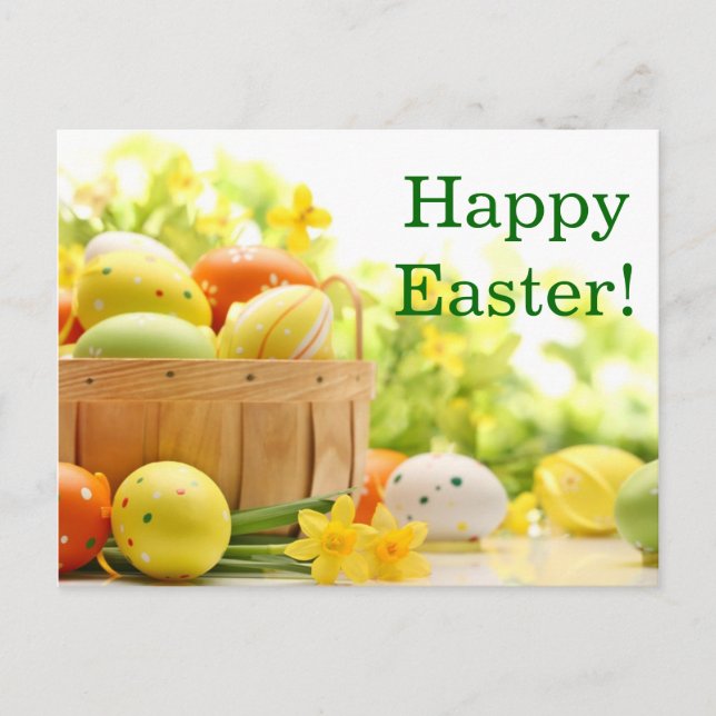 Postal Festiva Decoración de Pascua con Huevos (Anverso)