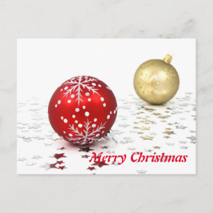 Postal Festiva Decoración sencilla y elegante en blancoBola roja