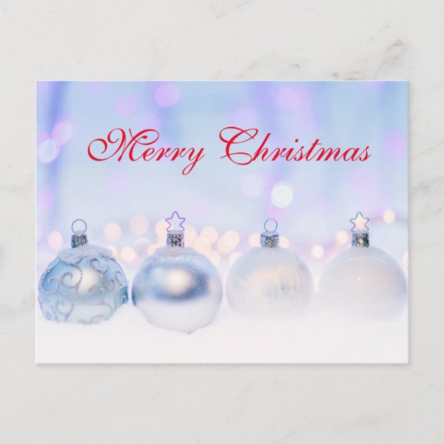 Postal Festiva Decoración sencilla y elegante, Nieve y Feliz Navi (Anverso)
