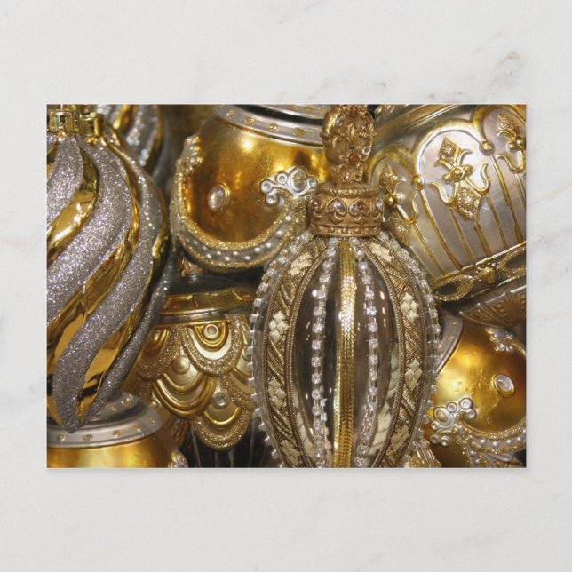 Postal Festiva Decoración victoriana de árboles navideños (Anverso)