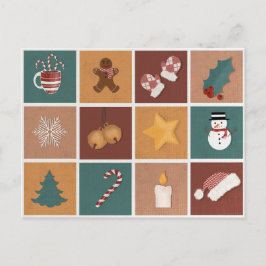 Postal Festiva Decoraciones clásicas de adornos navideños