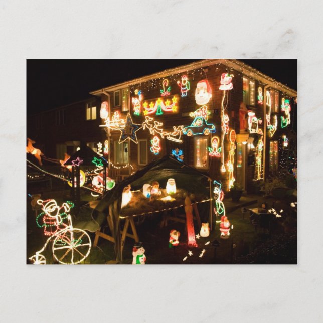 Postal Festiva Decoraciones navideñas exteriores (Anverso)
