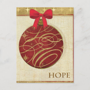 Postal Festiva Decoraciones navideñas rojas