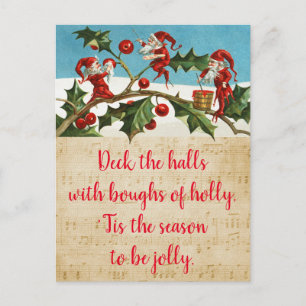 Postal Festiva Decorar los salones con ramos de holly