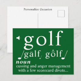 Postal Festiva Definición Divertida de Golf Tee Manejo de la Ira 