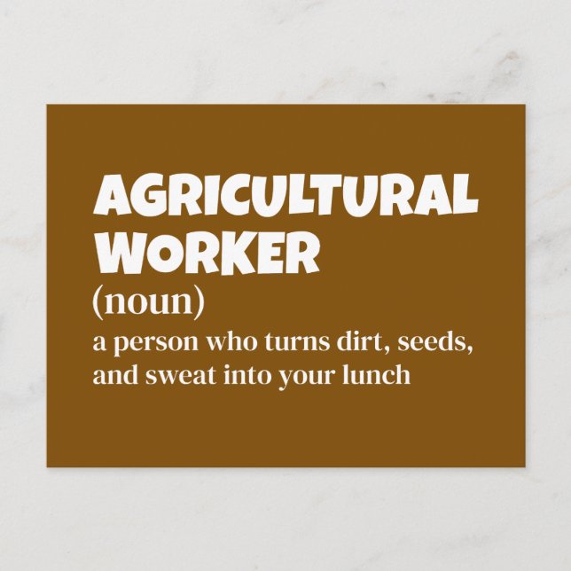 Postal Festiva Definición humorística de trabajador agrícola (Anverso)