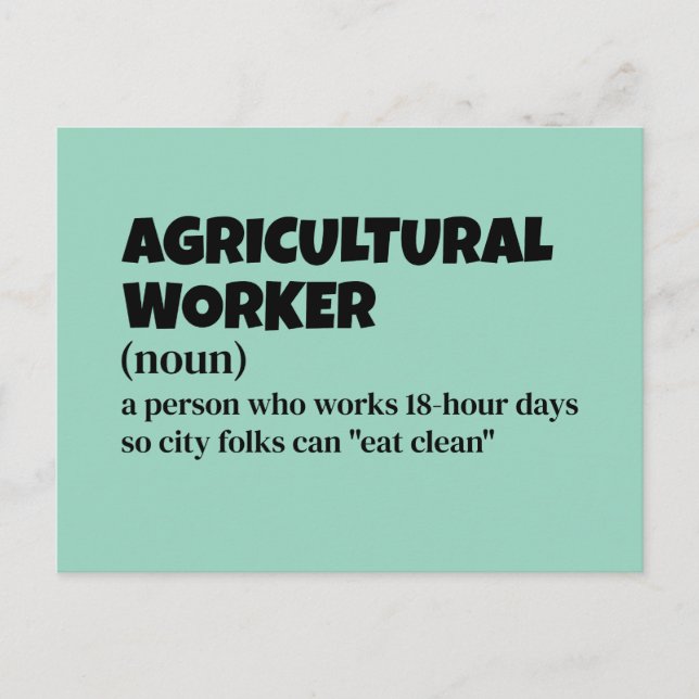 Postal Festiva Definición humorística de trabajo agrícola - Traba (Anverso)