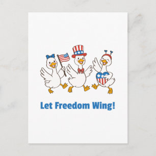 Postal Festiva ¡Deja que la libertad vuele! Gráfico de patos patr