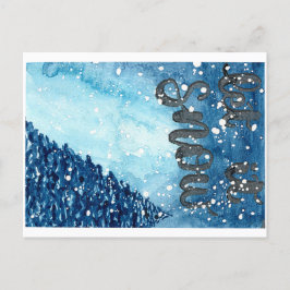 Postal Festiva Dejáis le nevar pintura original de la acuarela