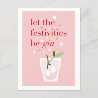 Postal Festiva ¡Dejen que las festividades sean Gin!