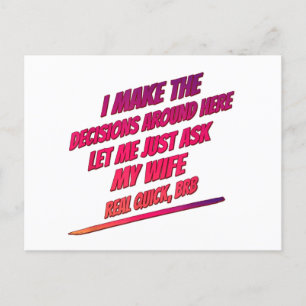 Postal Festiva Déjenme preguntarle a mi esposa - Diversión cómica