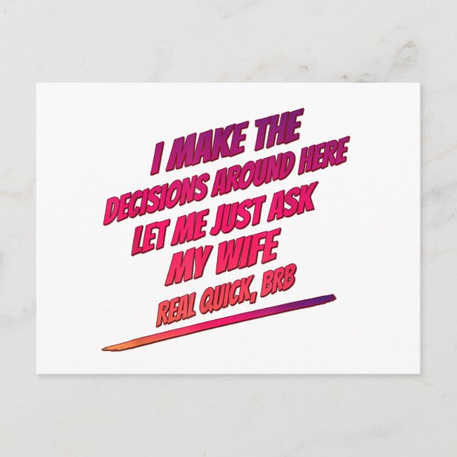 Postal Festiva Déjenme preguntarle a mi esposa - Diversión cómica (Anverso)