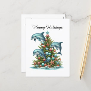 Postal Festiva Delfín personalizable festivo Felices fiestas