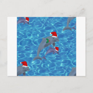 Postal Festiva delfines de santa claus