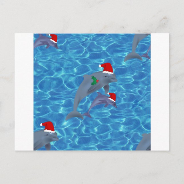 Postal Festiva delfines de santa claus (Anverso)