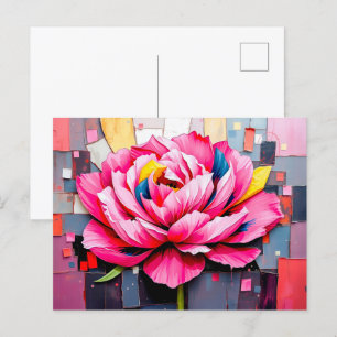 Postal Festiva Delicada peonía en el estilo abstracto moderno