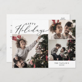 Postal Festiva Delicate Happy Holidays 3 Photo Family Newsletter