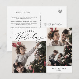 Postal Festiva Delicate Happy Holidays 3 Photo Family Newsletter