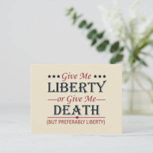 Postal Festiva Denme libertad o muerte el 4 de julio